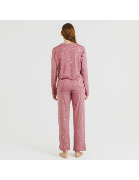Pijama largo mujer soft Ambarina malva rosa Pijama largo mujer soft Ambarina malva rosa