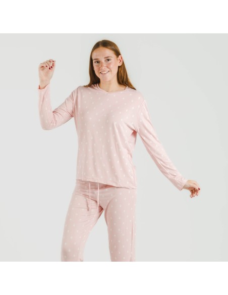Pijama largo mujer soft Baby rosa palo Pijama largo mujer soft Baby rosa palo
