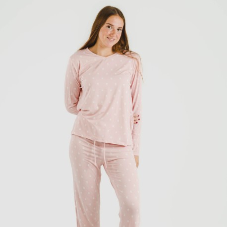 Pijama largo mujer soft Baby rosa palo