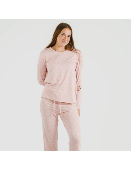 Pijama largo mujer soft Baby rosa palo Pijama largo mujer soft Baby rosa palo