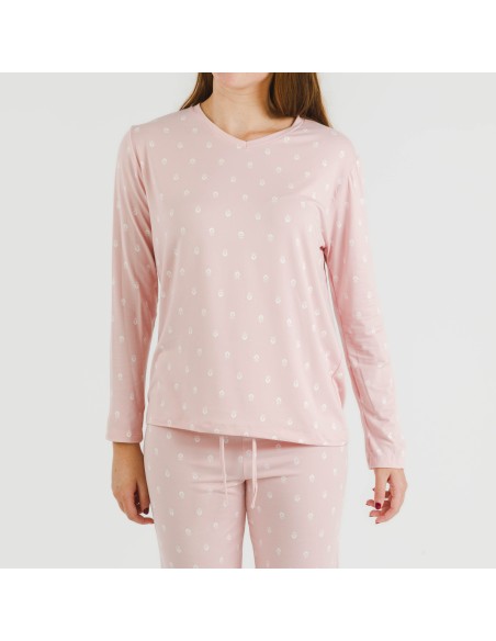 Pijama largo mujer soft Baby rosa palo Pijama largo mujer soft Baby rosa palo