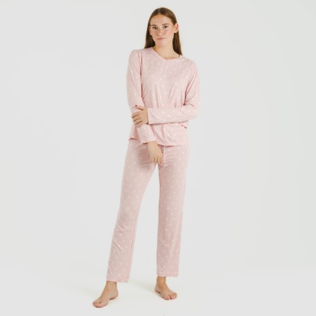 Pijama largo mujer soft Baby rosa palo