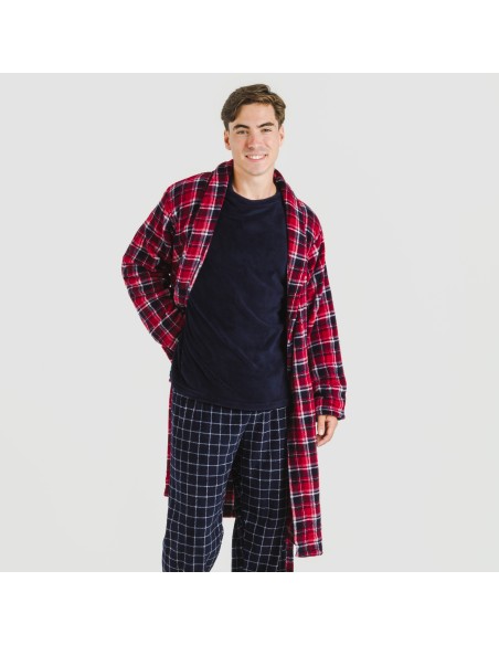 Bata coral hombre Cuadro Cocoro azul marino