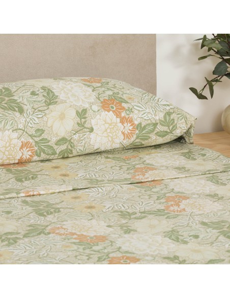 Juego de sábanas franela Clementina verde Juego de sábanas franela Clementina verde