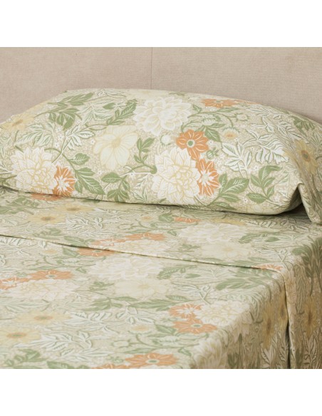 Juego de sábanas franela Clementina verde Juego de sábanas franela Clementina verde