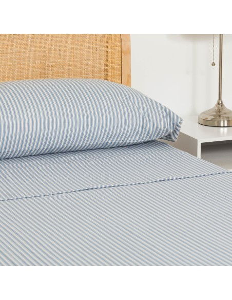 Juego de sábanas franela Raya Ferdinand azul Juego de sábanas franela Raya Ferdinand azul