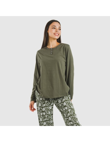 Pijama largo algodón Mozarabe verde