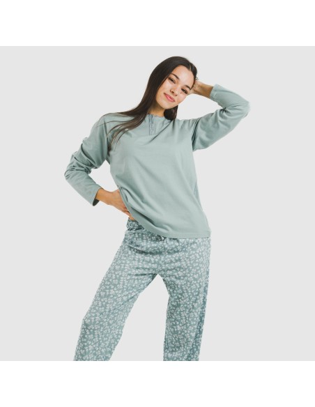 Pijama largo algodón Oniris indigo Pijama largo algodón Oniris indigo