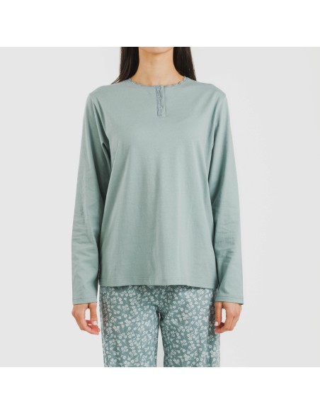 Pijama largo algodón Oniris indigo Pijama largo algodón Oniris indigo