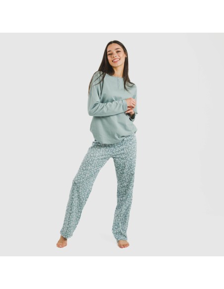 Pijama largo algodón Oniris indigo Pijama largo algodón Oniris indigo