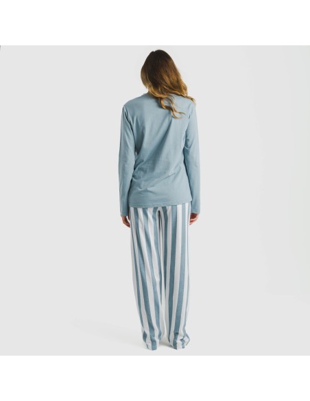 Pijama largo algodón Raya Elvis indigo Pijama largo algodón Raya Elvis indigo