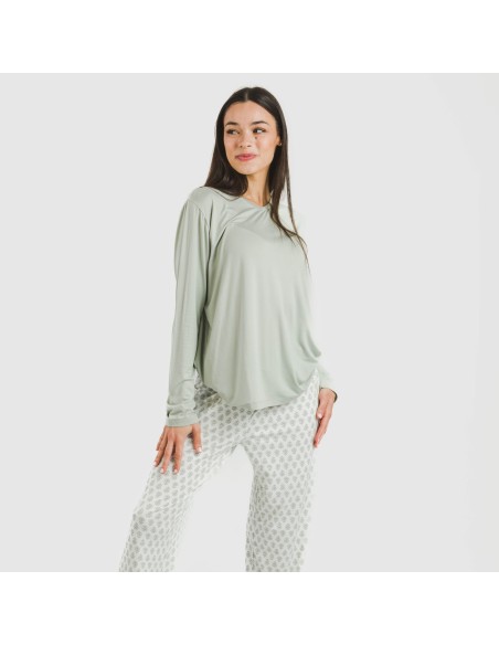 Pijama largo mujer soft Remo verde