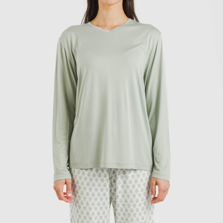 Pijama largo mujer soft Remo verde