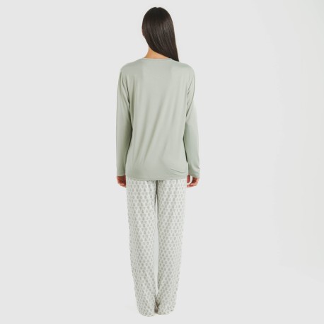 Pijama largo mujer soft Remo verde