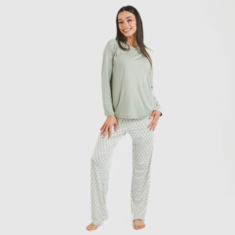 Pijama largo mujer soft Remo verde