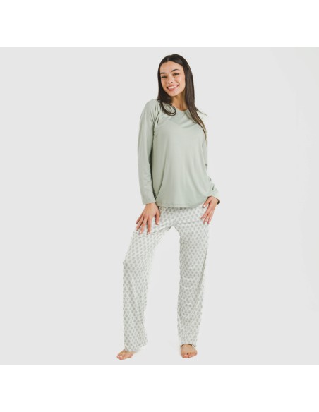 Pijama largo mujer soft Remo verde