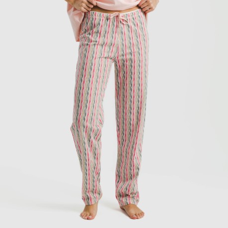 Pijama largo algodón mujer manga fluida Villa rosa