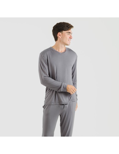 Pijama largo viscosa hombre liso