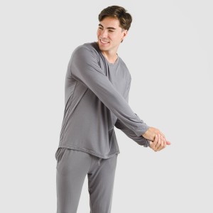 Pijama largo viscosa hombre liso 2