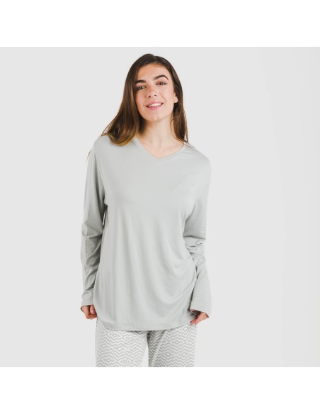 Pijama largo mujer soft Maximo gris Pijama largo mujer soft Maximo gris