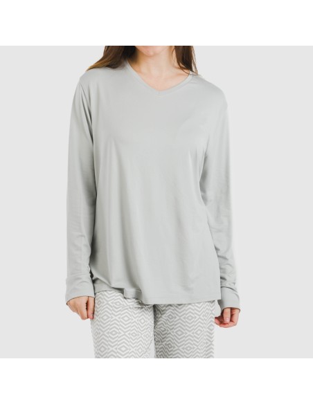 Pijama largo mujer soft Maximo gris Pijama largo mujer soft Maximo gris