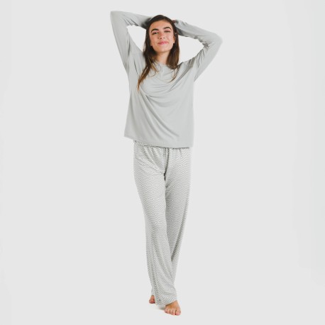 Pijama largo mujer soft Maximo gris