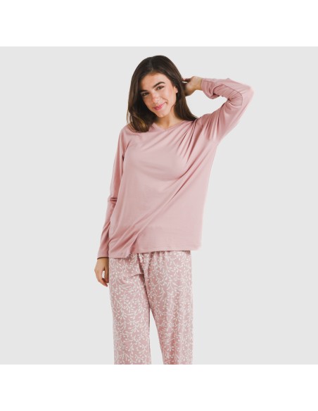 Pijama largo mujer soft Lauri rosa Pijama largo mujer soft Lauri rosa