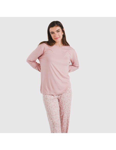 Pijama largo mujer soft Lauri rosa Pijama largo mujer soft Lauri rosa