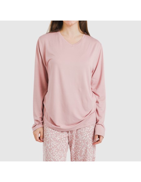 Pijama largo mujer soft Lauri rosa Pijama largo mujer soft Lauri rosa