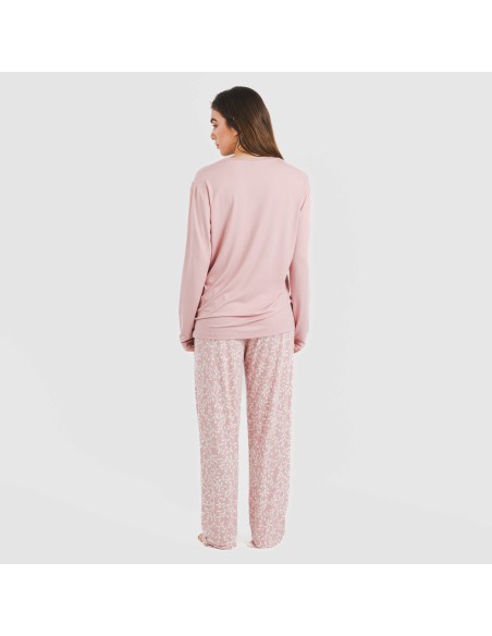 Pijama largo mujer soft Lauri rosa Pijama largo mujer soft Lauri rosa
