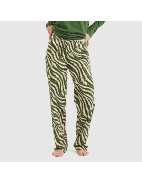 Pijama largo algodón Print verde caceria Pijama largo algodón Print verde caceria
