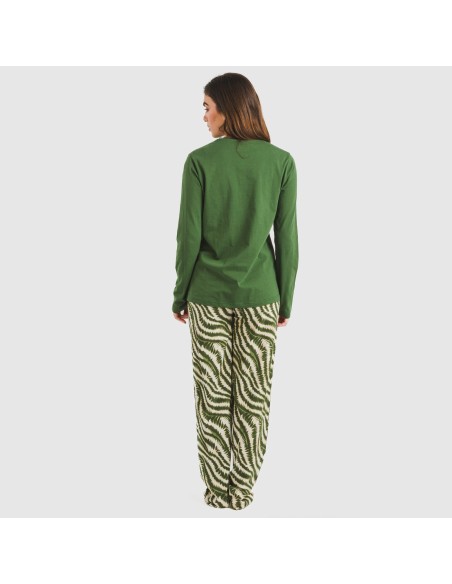 Pijama largo algodón Print verde caceria Pijama largo algodón Print verde caceria