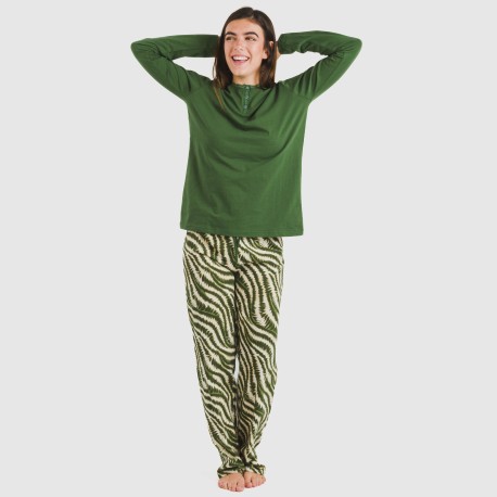Pijama largo algodón Print verde caceria