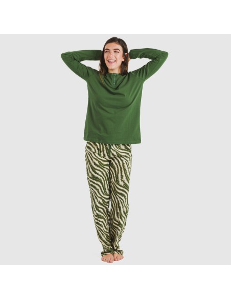 Pijama largo algodón Print verde caceria Pijama largo algodón Print verde caceria