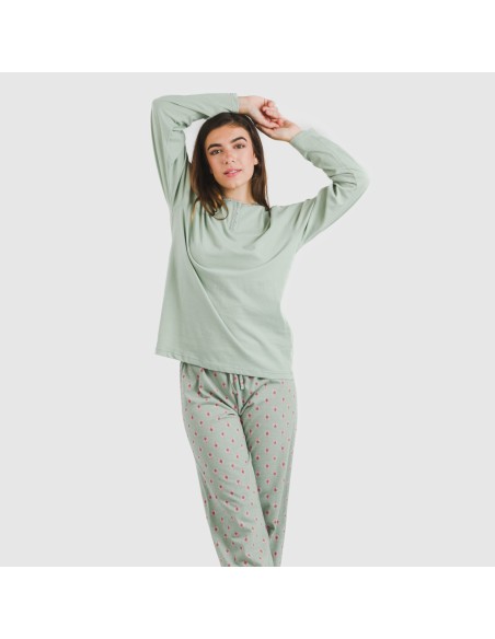 Pijama largo algodón Alessia verde tiffany Pijama largo algodón Alessia verde tiffany