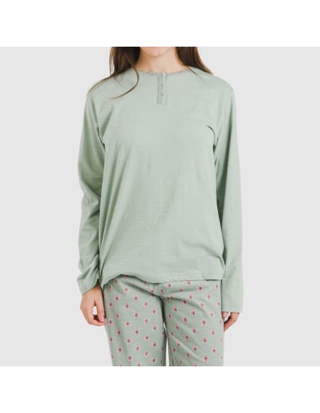 Pijama largo algodón Alessia verde tiffany Pijama largo algodón Alessia verde tiffany