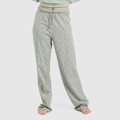 Pijama largo algodón Alessia verde tiffany