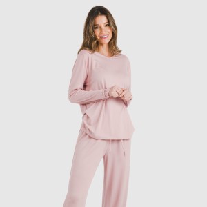 Pijama largo mujer soft liso 2