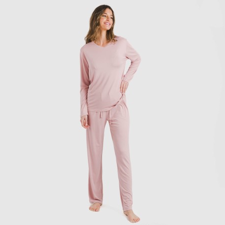 Pijama largo mujer soft liso