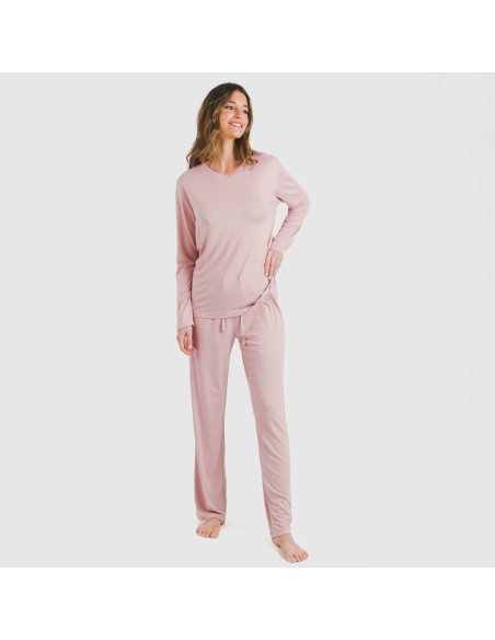 Pijama largo mujer soft liso