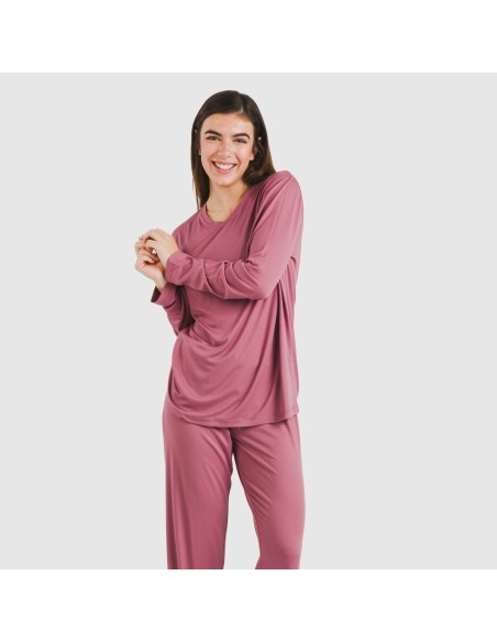 Pijama largo mujer soft liso