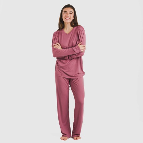 Pijama largo mujer soft liso