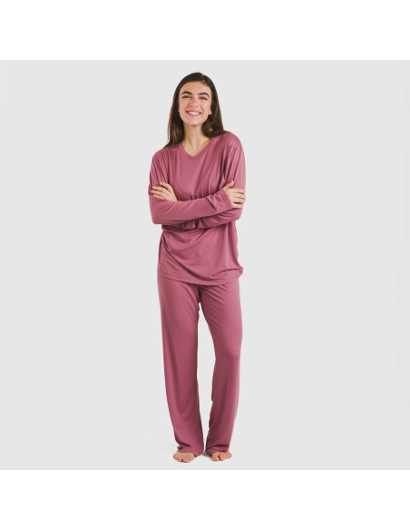 Pijama largo mujer soft liso