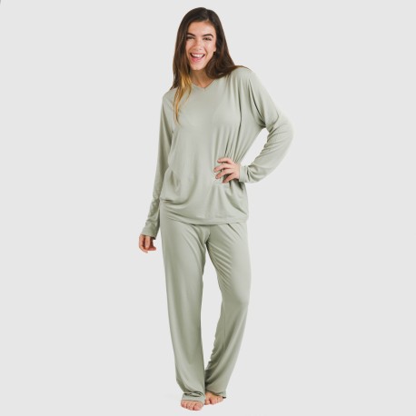 Pijama largo mujer soft liso