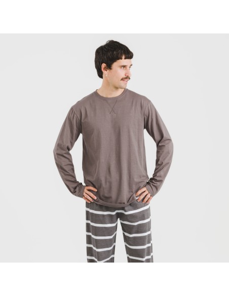 Pijama largo algodón hombre Raya Nit new topo Pijama largo algodón hombre Raya Nit new topo