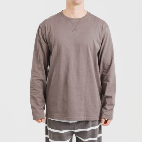 Pijama largo algodón hombre Raya Nit new topo