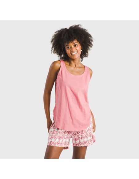 Pijama corto algodón Azucena marsala Pijama corto algodón Azucena marsala