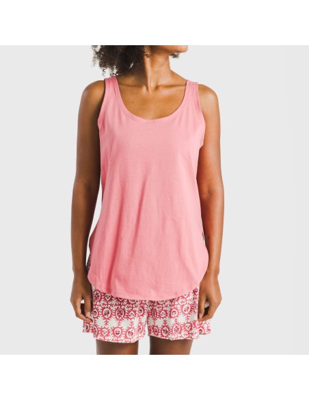 Pijama corto algodón Azucena marsala Pijama corto algodón Azucena marsala