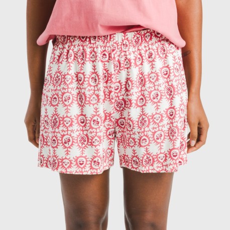 Pijama corto algodón Azucena marsala