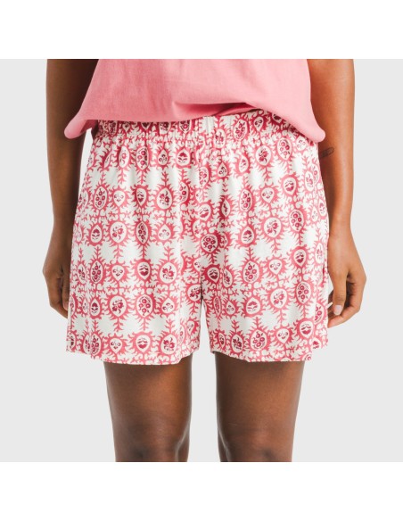 Pijama corto algodón Azucena marsala Pijama corto algodón Azucena marsala